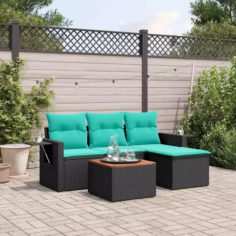 vidaXL Ensemble de canapés de jardin 5 pièces avec coussins en résine tressée gris