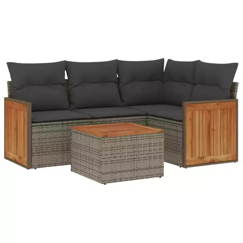 vidaXL 5 Piece Patio Sofa Set with Cushions Poly Rattan