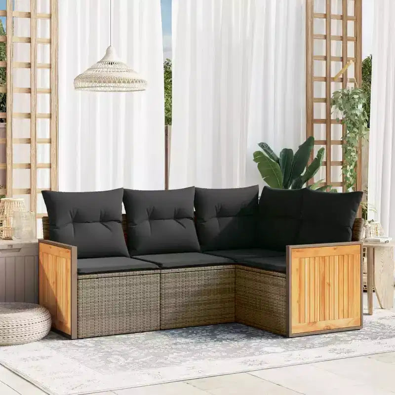 vidaXL Salon de jardin 5 pièces avec coussins en résine tressée