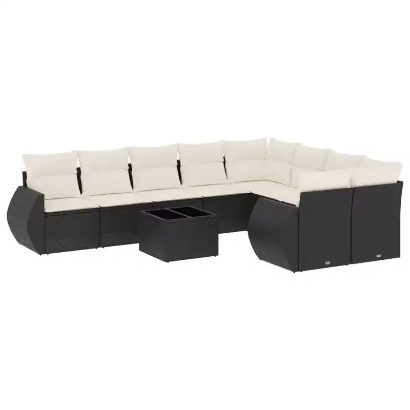 vidaXL 10 Piece Patio Sofa Set with Cushions Brown Poly Rattan