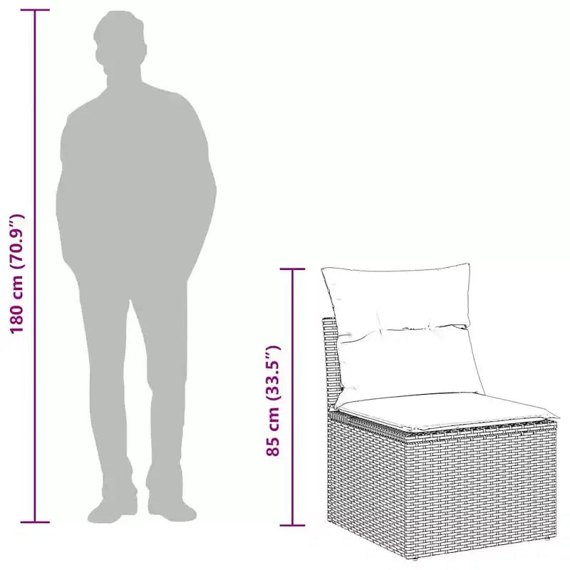 vidaXL Salon de jardin 10 pcs avec coussins résine tressée marron