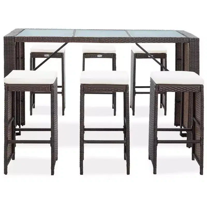 vidaXL Ensemble de bar de jardin Table et chaises d'extérieur 7 pièces en résine tressée