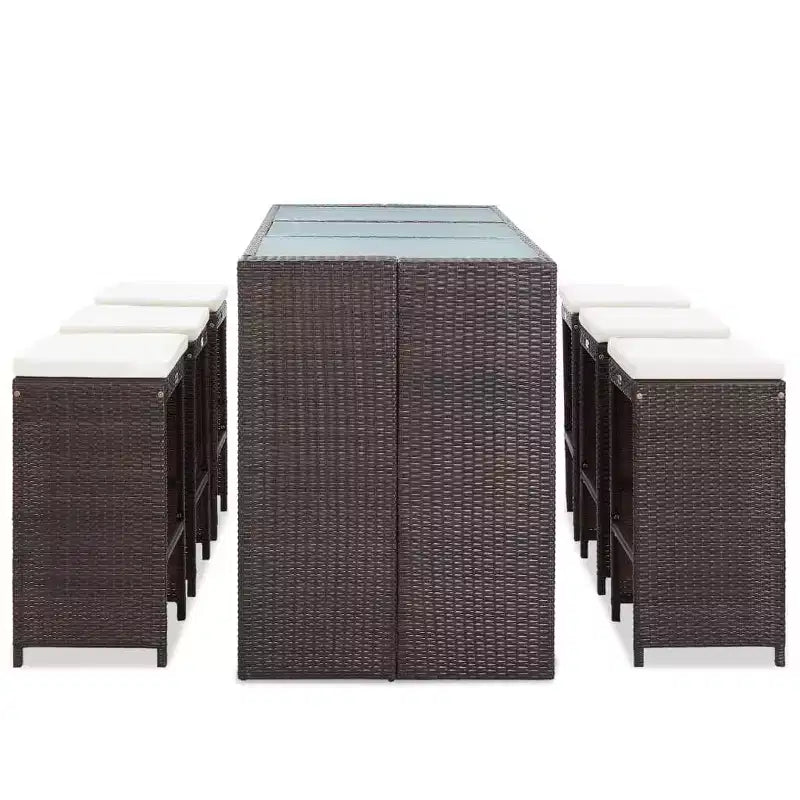 vidaXL Ensemble de bar de jardin Table et chaises d'extérieur 7 pièces en résine tressée