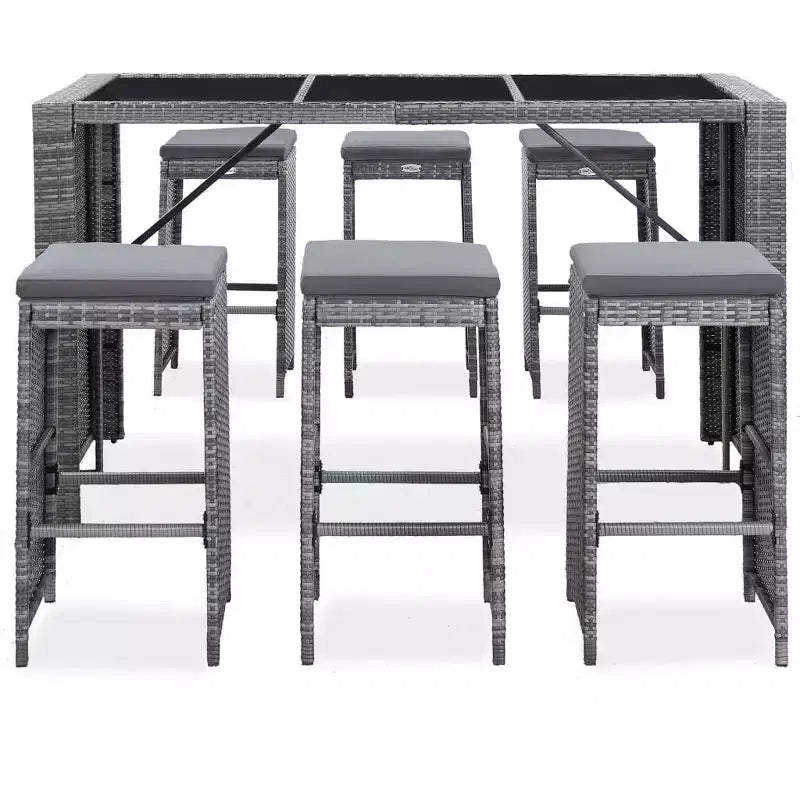 vidaXL Ensemble de bar de jardin Table et chaises d'extérieur 7 pièces en résine tressée