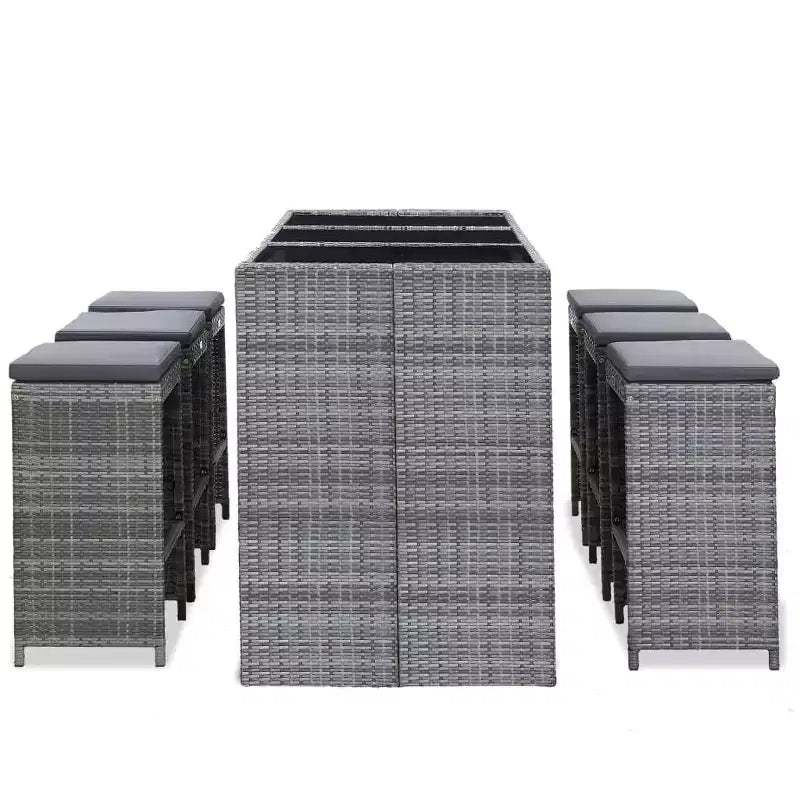 vidaXL Ensemble de bar de jardin Table et chaises d'extérieur 7 pièces en résine tressée
