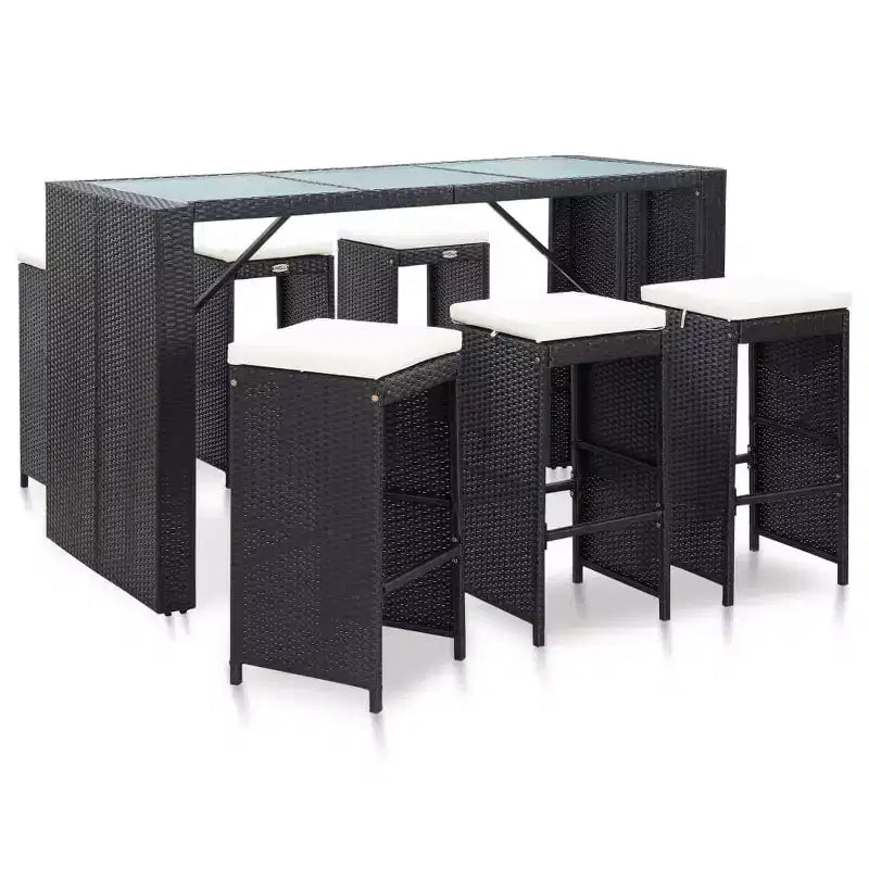 vidaXL Ensemble de bar de jardin Table et chaises d'extérieur 7 pièces en résine tressée