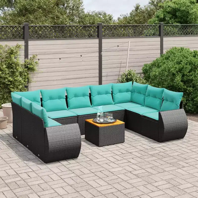 vidaXL Salon de jardin 10 pcs avec coussins résine tressée