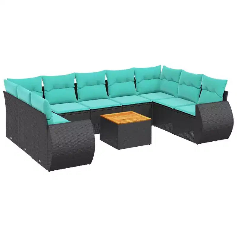 vidaXL Salon de jardin 10 pcs avec coussins résine tressée