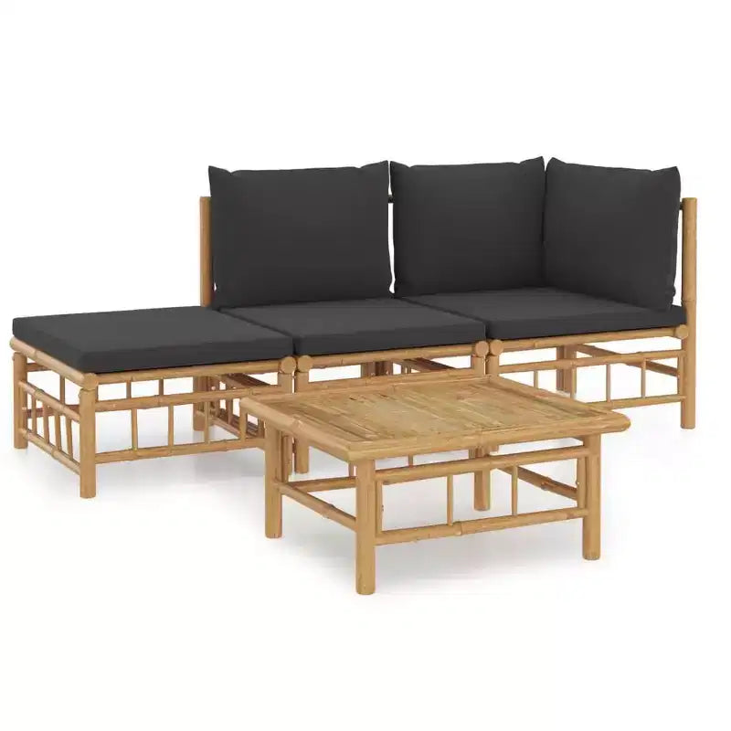 vidaXL 5 Piece Patio Lounge Set with Cushions Bamboo