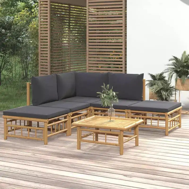 vidaXL Salon de jardin 5 pièces avec coussins Bambou
