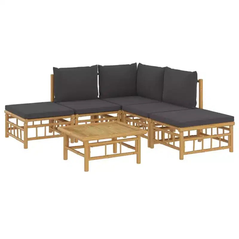 vidaXL Salon de jardin 5 pièces avec coussins Bambou