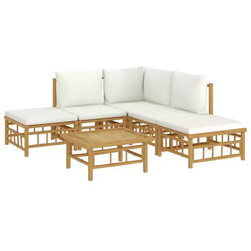 vidaXL Salon de jardin 5 pièces avec coussins Bambou
