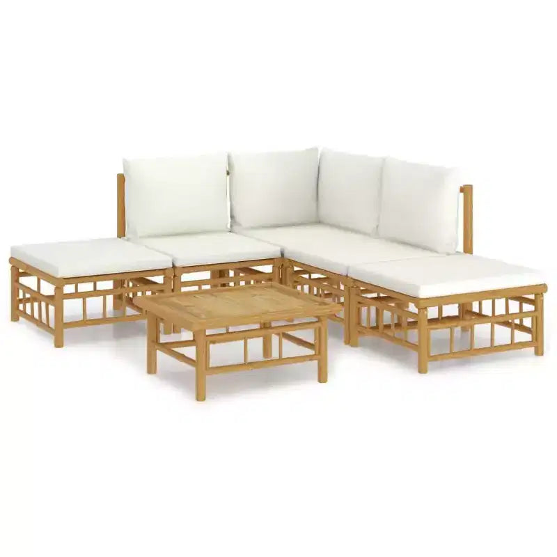 vidaXL Salon de jardin 5 pièces avec coussins Bambou