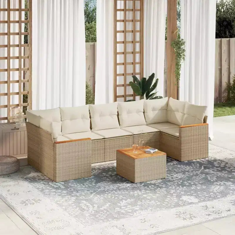 vidaXL Salon de jardin avec coussins 8 pièces en résine tressée