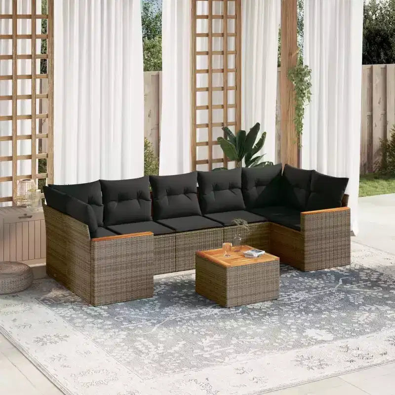 vidaXL Salon de jardin avec coussins 8 pièces en résine tressée