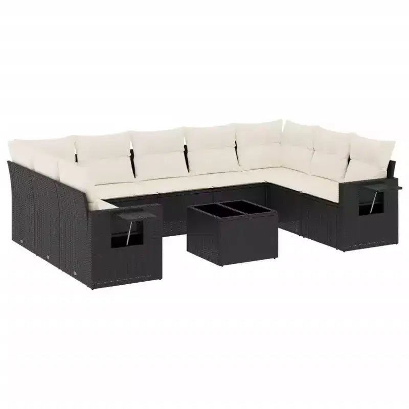 vidaXL 10 Piece Patio Sofa Set with Cushions Poly Rattan