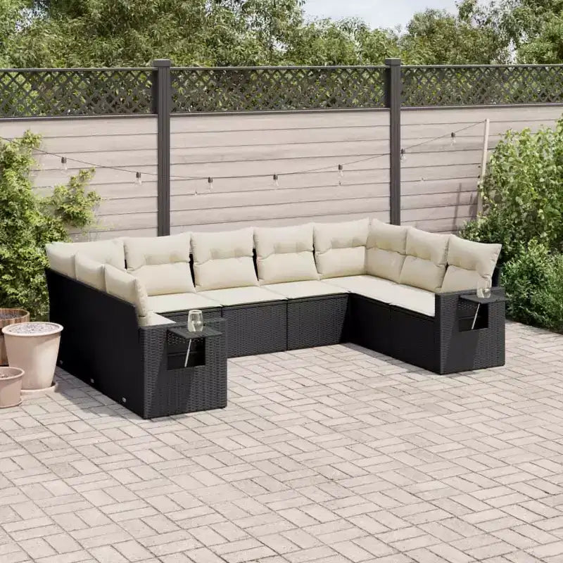 vidaXL Salon de jardin 10 pcs avec coussins Résine tressée