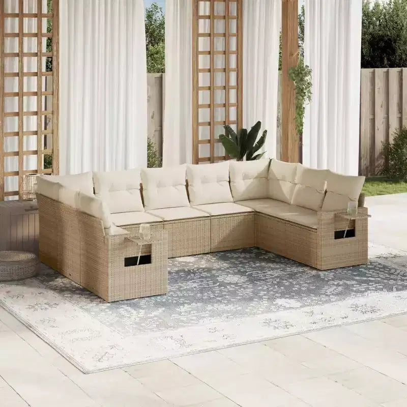 vidaXL Salon de jardin 10 pcs avec coussins Résine tressée
