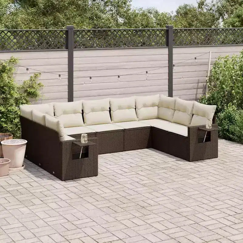 vidaXL Salon de jardin 10 pcs avec coussins Résine tressée