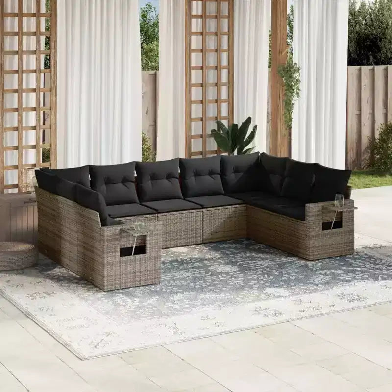 vidaXL Salon de jardin 10 pcs avec coussins Résine tressée