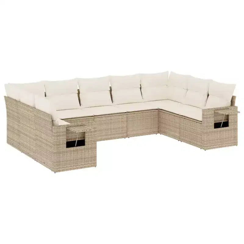 vidaXL Salon de jardin 10 pcs avec coussins Résine tressée