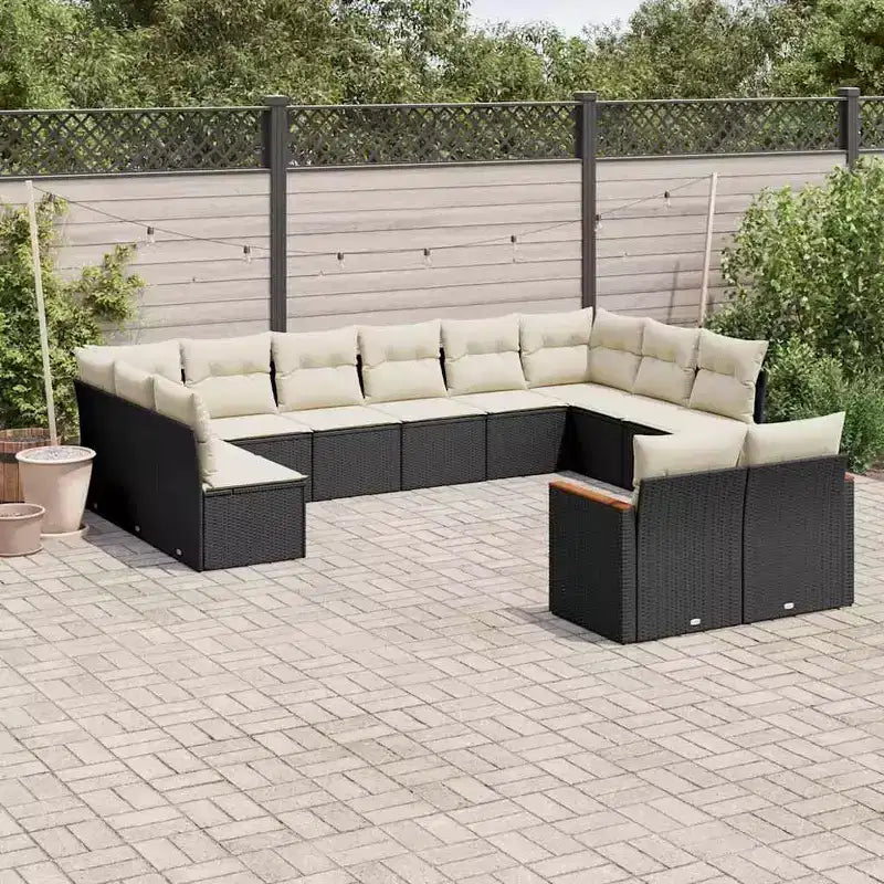 vidaXL Salon de jardin 12 pcs avec coussins résine tressée