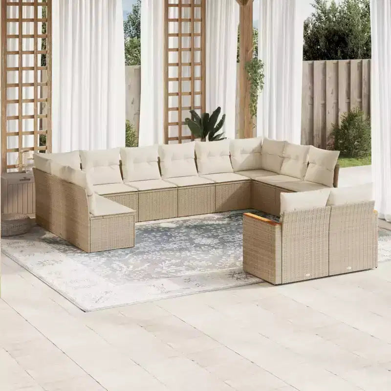 vidaXL Salon de jardin 12 pcs avec coussins résine tressée