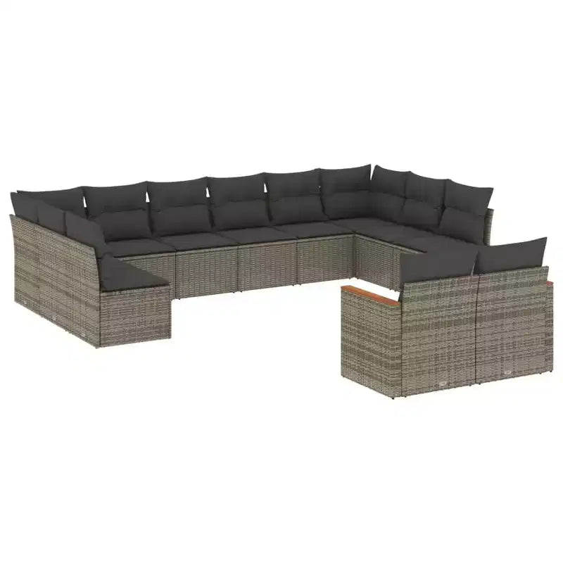 vidaXL 12 Piece Patio Sofa Set with Cushions Poly Rattan