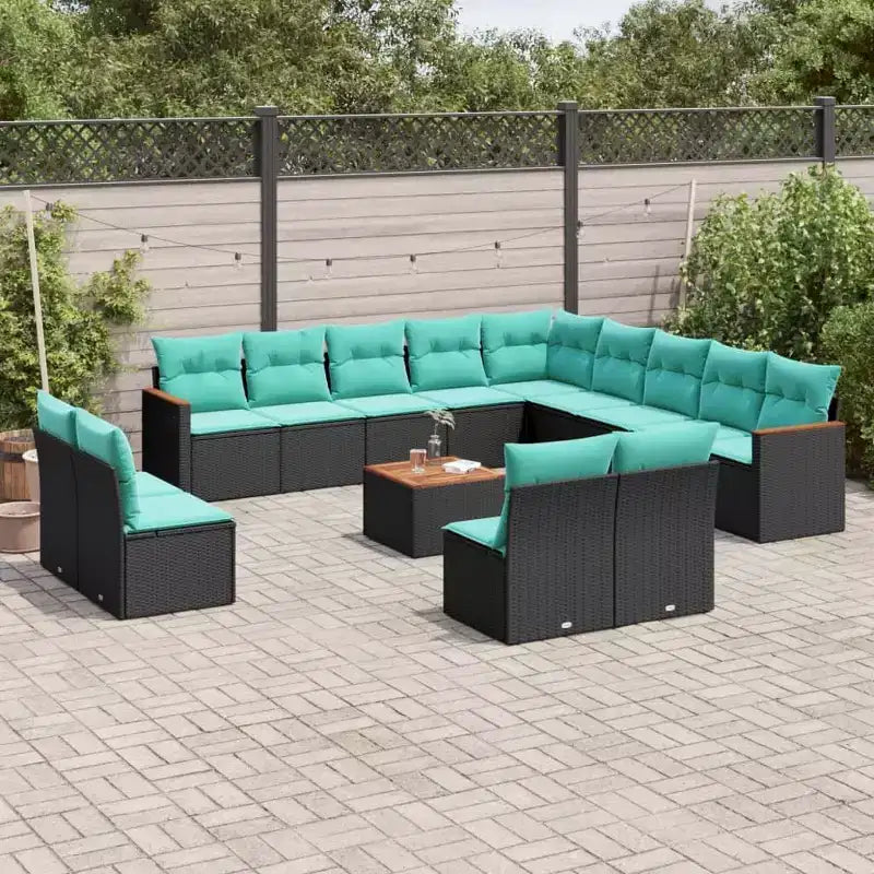 vidaXL Salon de jardin 14 pièces avec coussins en rotin synthétique gris