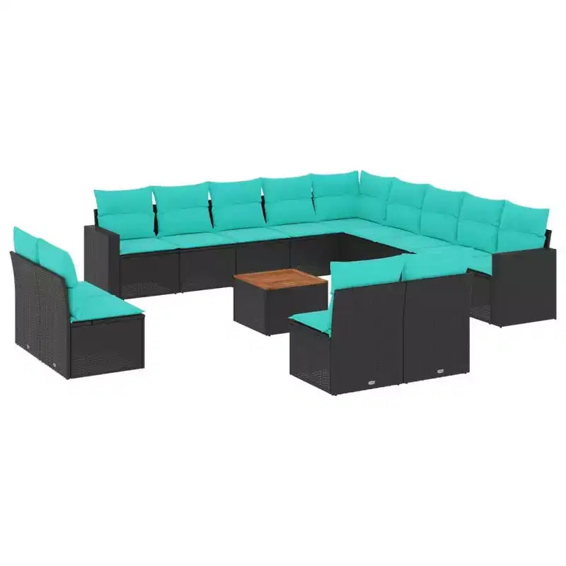 vidaXL Salon de jardin 14 pièces avec coussins en rotin synthétique gris