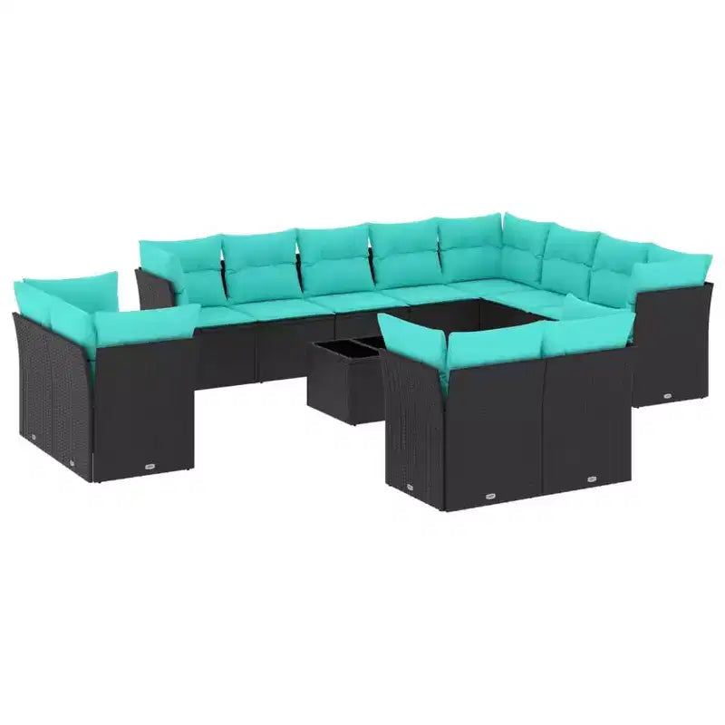 vidaXL 13 Piece Patio Sofa Set with Cushions Poly Rattan