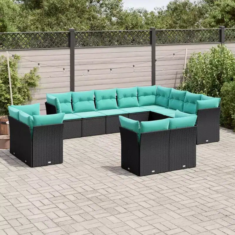 vidaXL Salon de jardin 13 pièces avec coussins en résine tressée