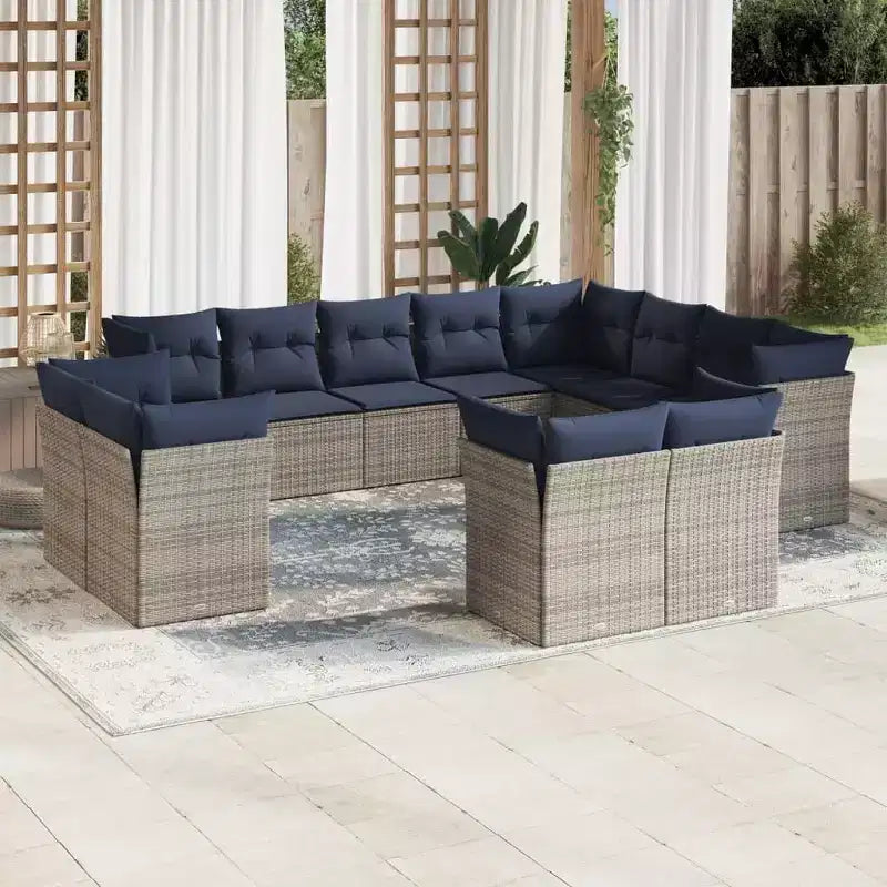 vidaXL Salon de jardin 13 pièces avec coussins en résine tressée