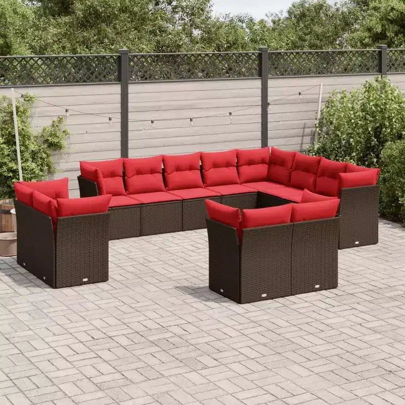 vidaXL Salon de jardin 13 pièces avec coussins en résine tressée