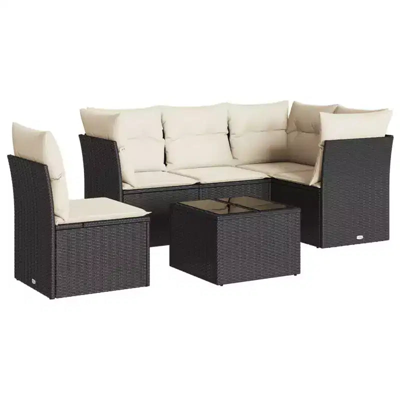 vidaXL 6 Piece Patio Sofa Set with Cushions Poly Rattan - Choose Color and Model