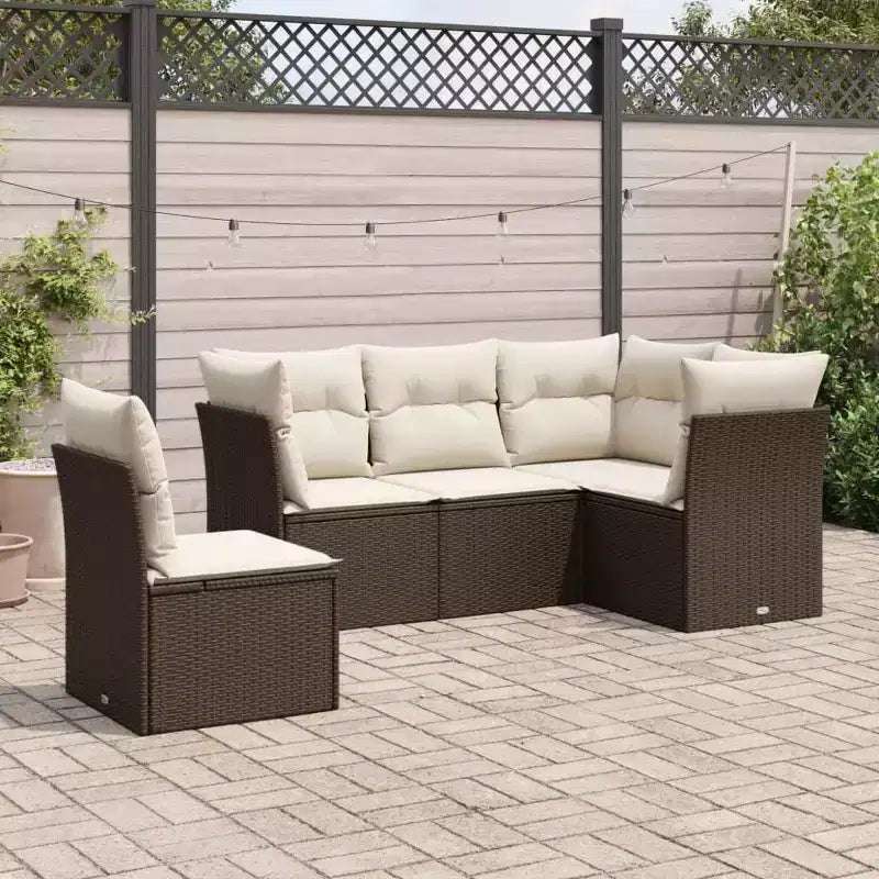 vidaXL Salon de jardin 6 pièces avec coussins en résine tressée – Plusieurs coloris et modèles au choix