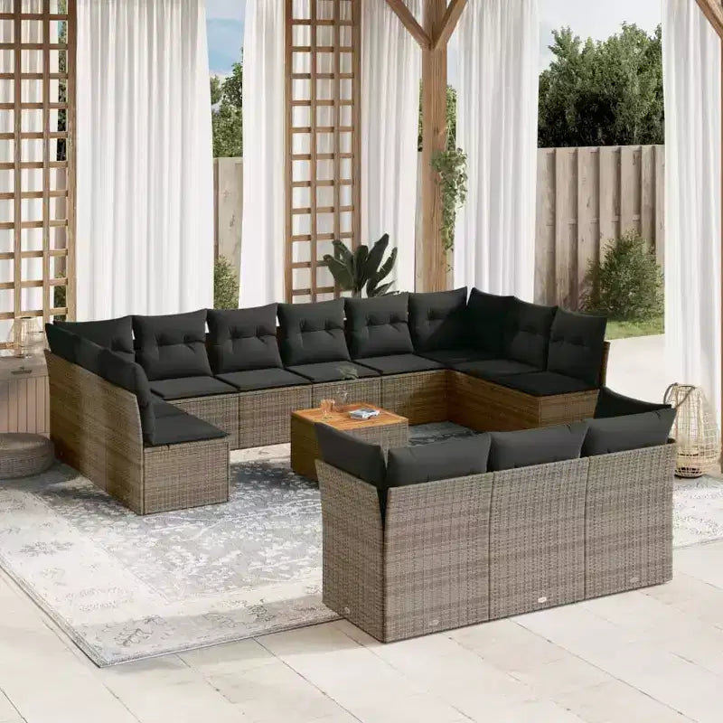 vidaXL Ensemble de canapés de jardin 14 pièces avec coussins en résine tressée