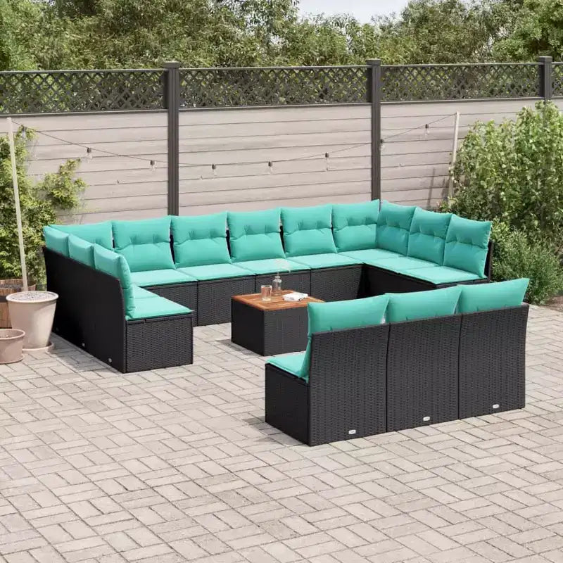 vidaXL Ensemble de canapés de jardin 14 pièces avec coussins en résine tressée