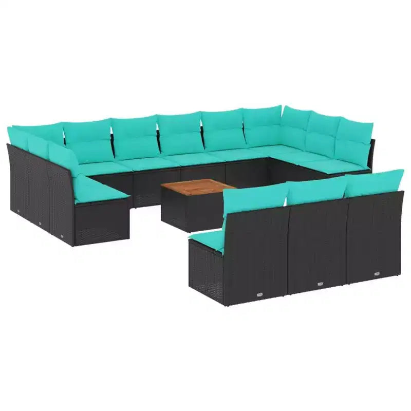 vidaXL 14 Piece Patio Sofa Set with Cushions Poly Rattan