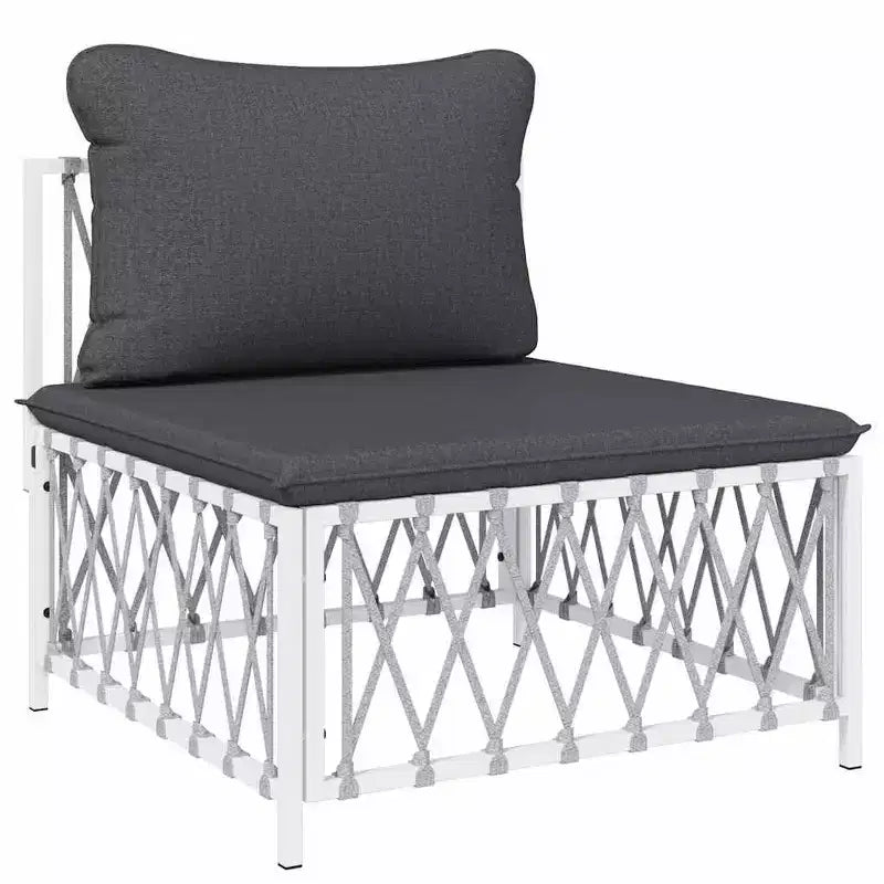 vidaXL Salon de jardin 10 pièces canapé d'angle de jardin avec coussins en acier