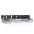 vidaXL Patio Furniture Set 10 Piece Garden Sectional Sofa with Cushions Steel
