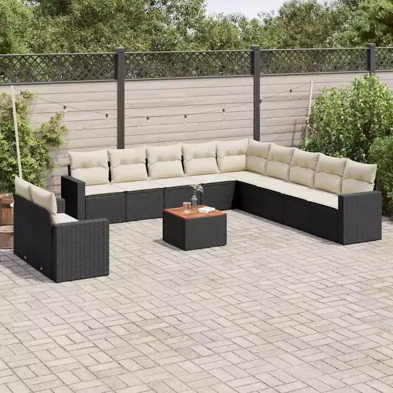 vidaXL Salon de jardin avec coussins, 12 pièces, résine tressée