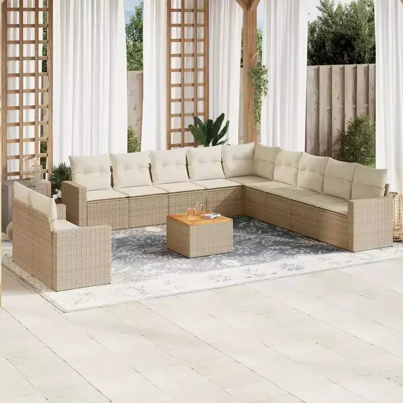 vidaXL Salon de jardin avec coussins, 12 pièces, résine tressée