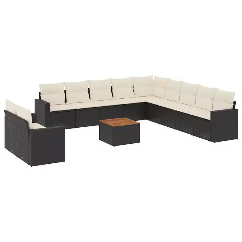 vidaXL Patio Sofa Set with Cushions Outdoor Furniture 12 Piece Poly Rattan