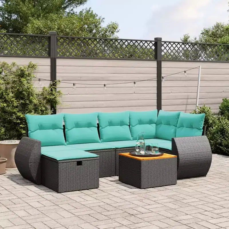 vidaXL Ensemble de canapés de jardin 7 pièces avec coussins, résine tressée