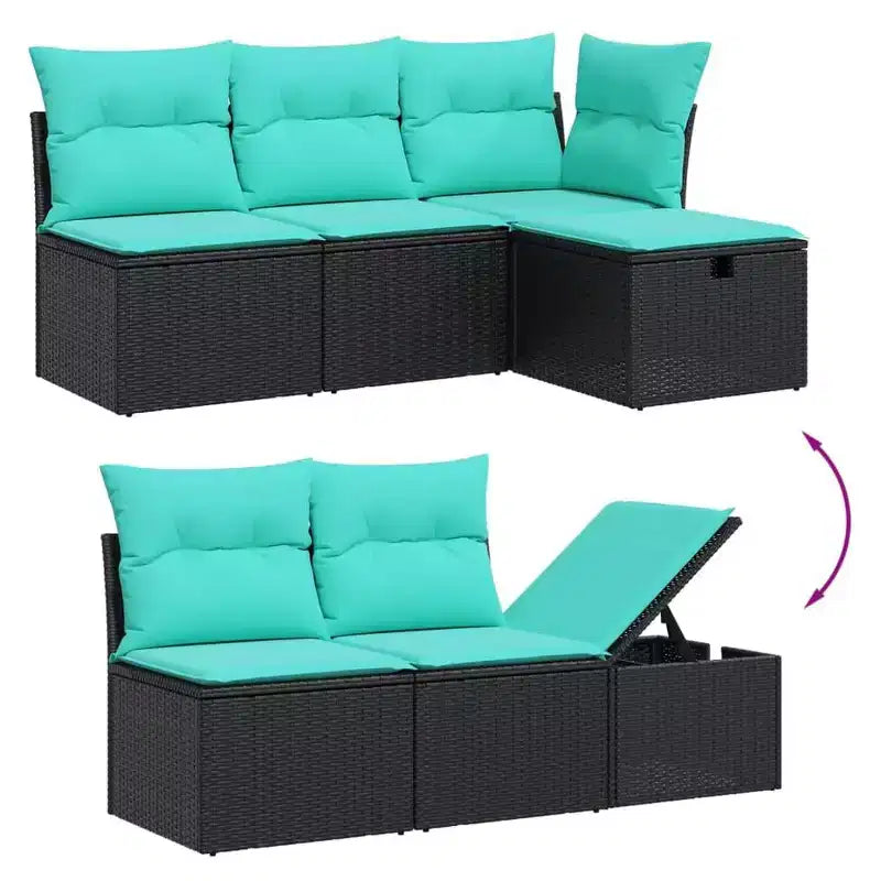 vidaXL Ensemble de canapés de jardin 7 pièces avec coussins, résine tressée