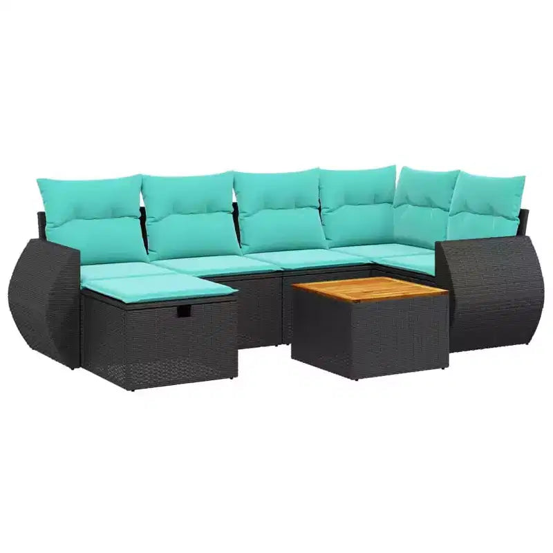 vidaXL Ensemble de canapés de jardin 7 pièces avec coussins, résine tressée