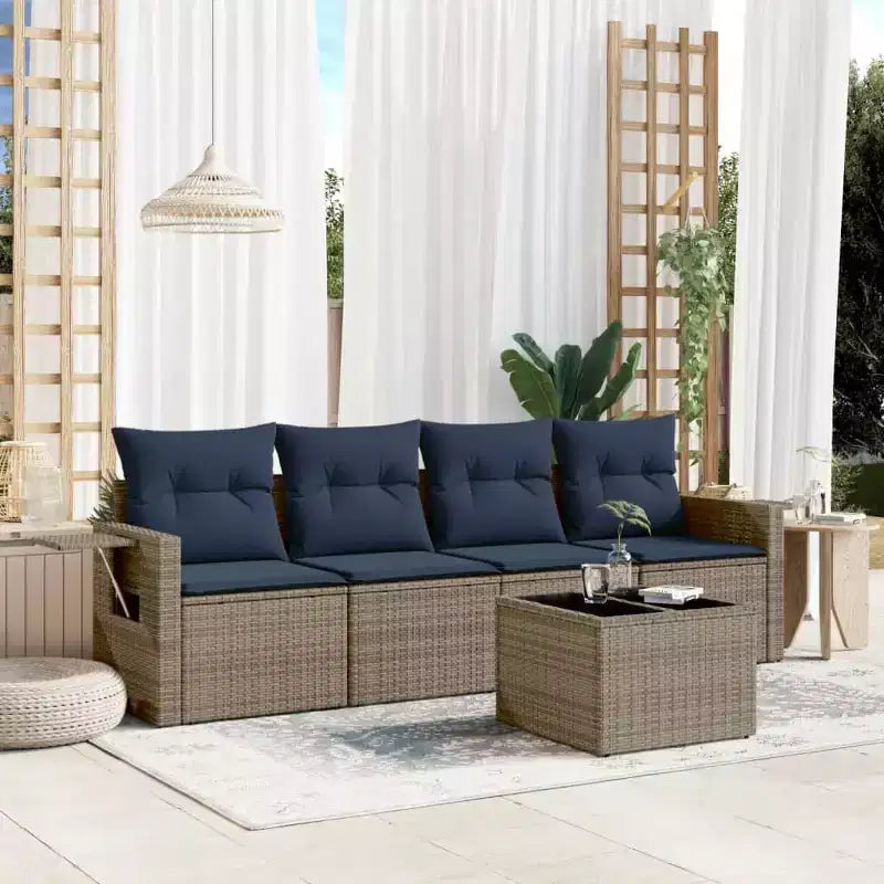 vidaXL Ensemble de canapés de jardin 5 pcs avec coussins en résine tressée
