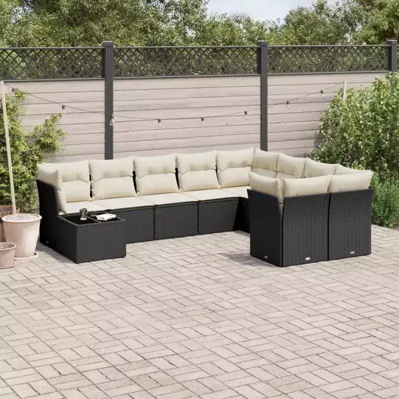 vidaXL Salon de jardin avec coussins 10 pièces en résine tressée