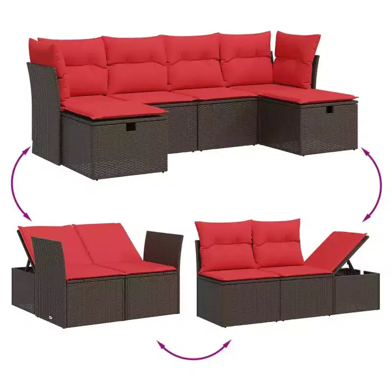 vidaXL Salon de jardin 6 pièces avec coussins en résine tressée, plusieurs couleurs et modèles